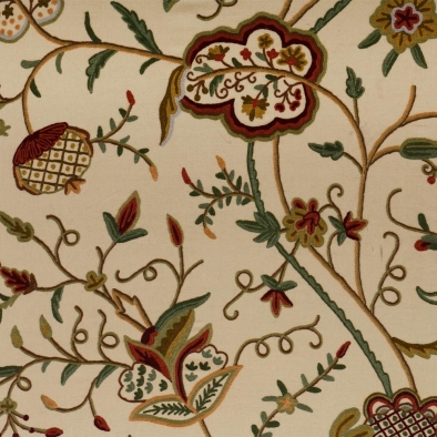 Kashmir Watlab Hand Embroidered Crewel Fabric-1